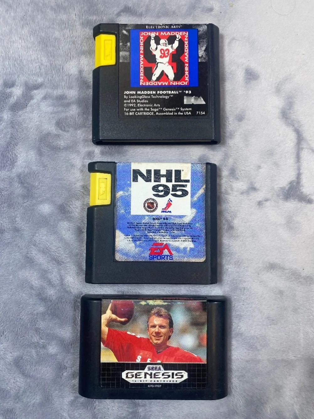 Lot of Sega Genesis Sports Games, NHL 95, Madden 93, and Joe Montana Football